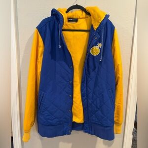 The Hundreds Quilted Hooded Parka Jacket Men’s Size Large EUC Blue/Yellow
